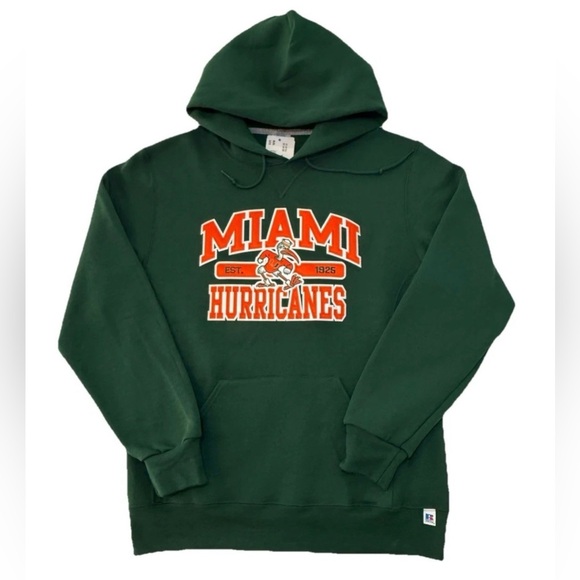 Russell Athletic Other - NWT Miami Hurricanes Hoodie Mens Sz M Embroidered Green NCAA Russell Sweatshirt